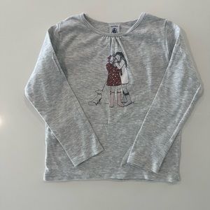 PETIT BATEAU long sleeves T-Shirt with cute print 100% cotton